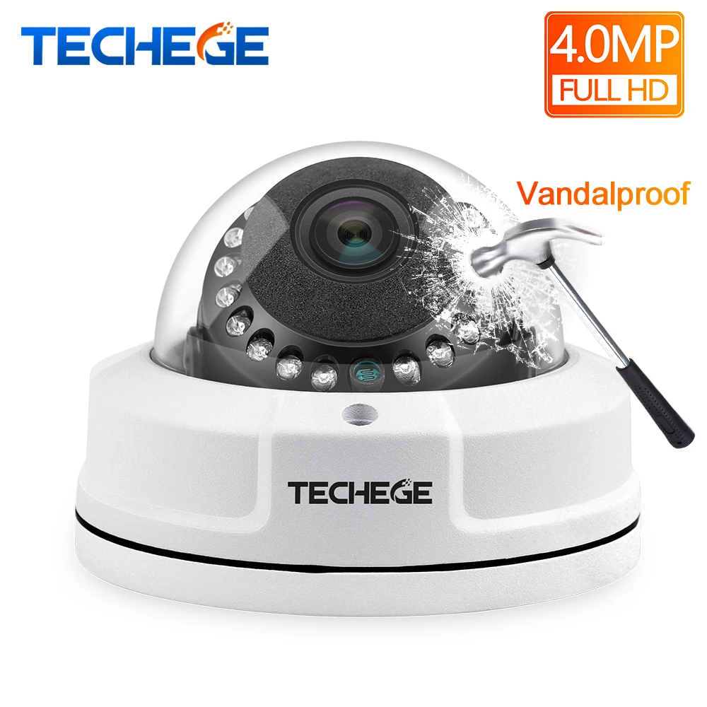 Techege H.265 4MP ip камера купольная Камера P2P ONVIF видеонаблюдения 2592*1520 Vandalproof