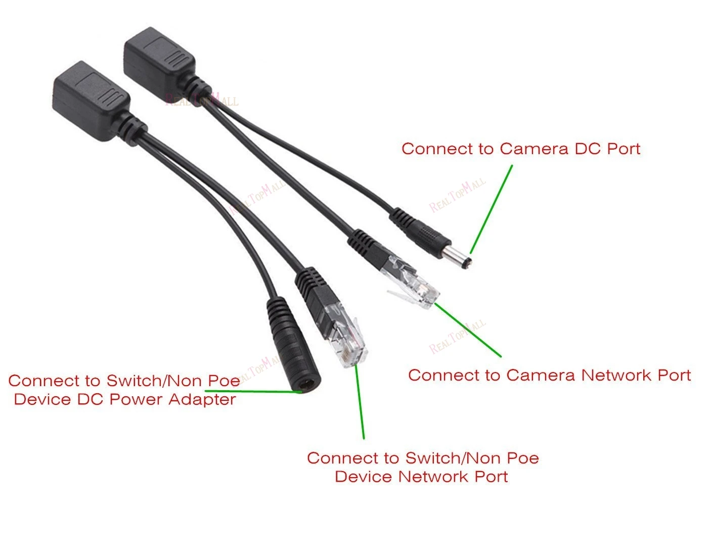 8 шт. (4 пары) кабель Адаптер POE коннекторы Пассивный питания Ethernet PoE адаптер RJ45