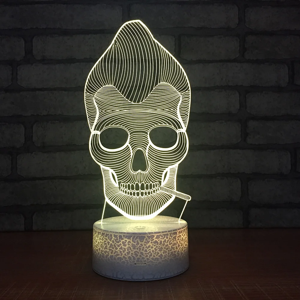 Crake White Base Monkey Skeleton Skull 7 Colors Burst Led Night Lamp for Kids Touch USB Table Baby Sleeping Nightlight Drop Ship | Освещение