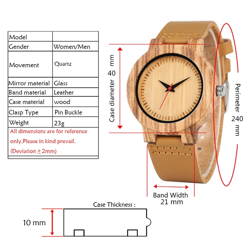 Часы наручные мужские кварцевые круглые минималистичные простые деревянные с