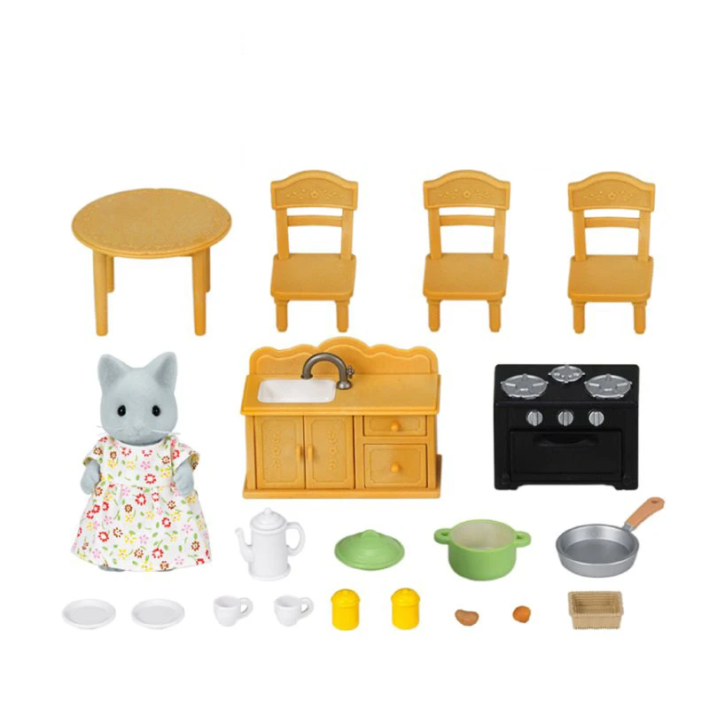 Sylvanian семейный кукольный домик аксессуары для кухни столовой сценический