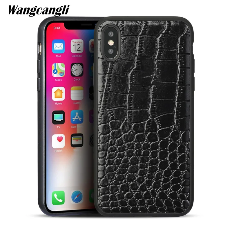 Business high-end leather cowhide lizard all-inclusive soft shell For iphone x phone case |