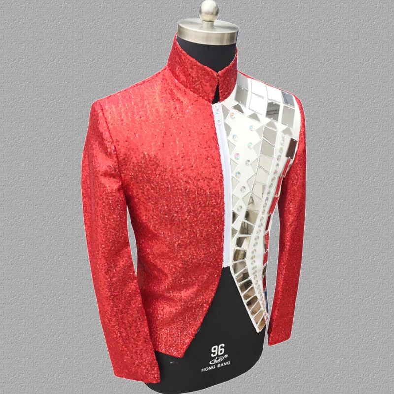 Блестящий Блейзер мужские костюмы дизайнерские куртки сценические для певицы
