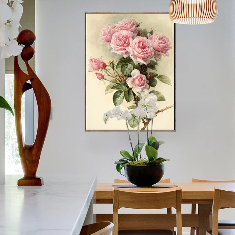Кристальная вышивка крестиком круглая Алмазная розовая роза для домашнего