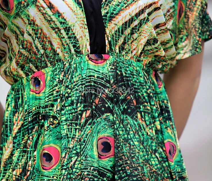 2018 Для женщин летом перьев павлина с длинными платье макси s Plus Размеры Sexy