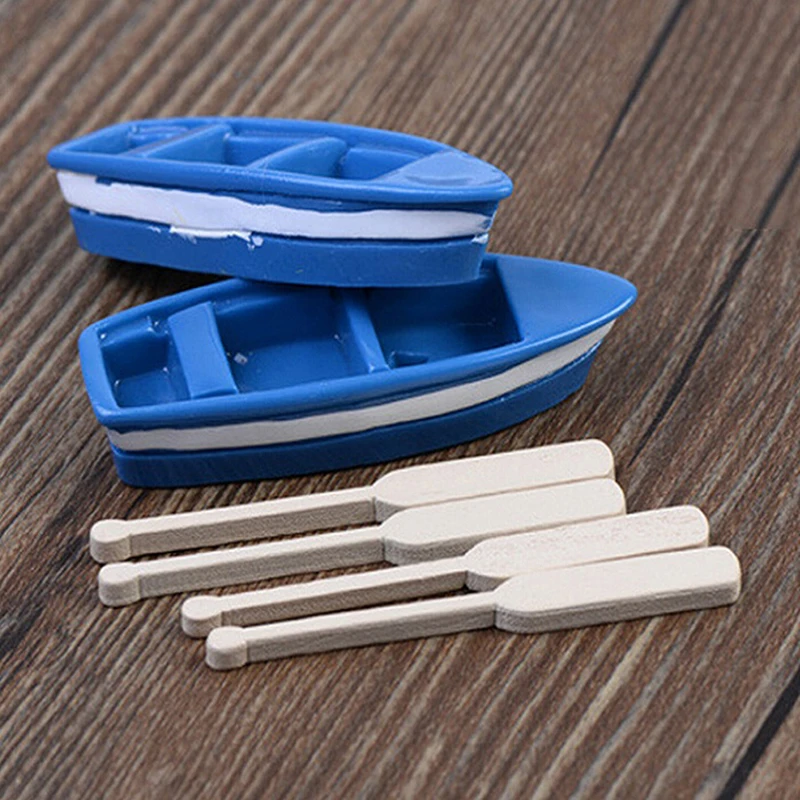 1 комплект прекрасная лодка с 2oar миниатюрные ремесла кукольный дом Сказочный