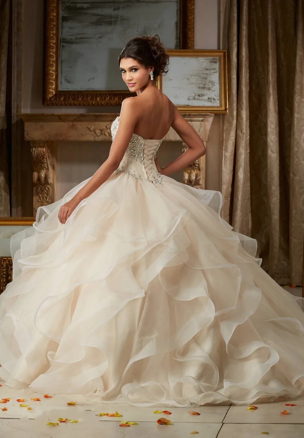 Красное бальное платье без бретелек Quinceanera Многоуровневая органза Длинные сладкий 16 платье бисером Платье с цветочным рисунком бальный наряд с Болеро