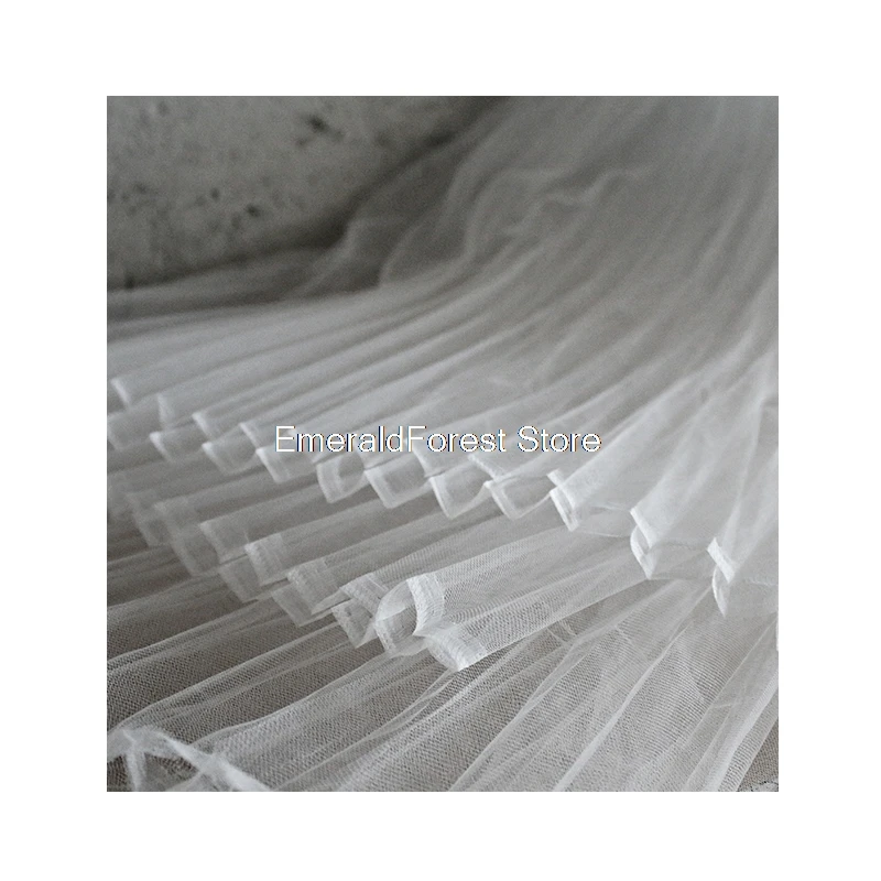 Большие плиссированные полосатые складки дизайнерская ткань стрейчевое кружево