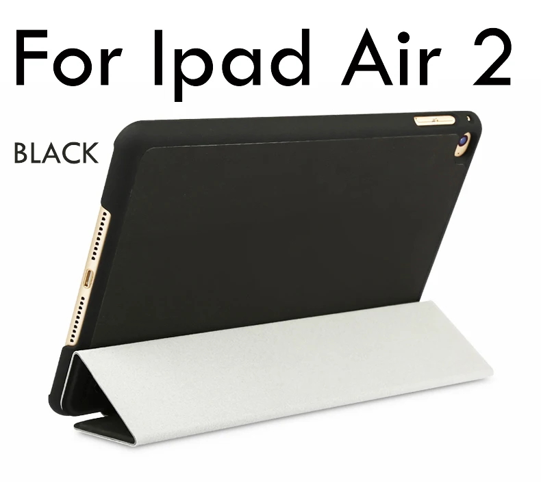 Black for Air 2 Чехол для iPad Air 2 Air 1 магнитный матовый кожаный умный чехол для iPad Air Чехол подставка флип Пробуждение/сон для iPad A1566 A1567 A1474 - Color: Black for Air 2