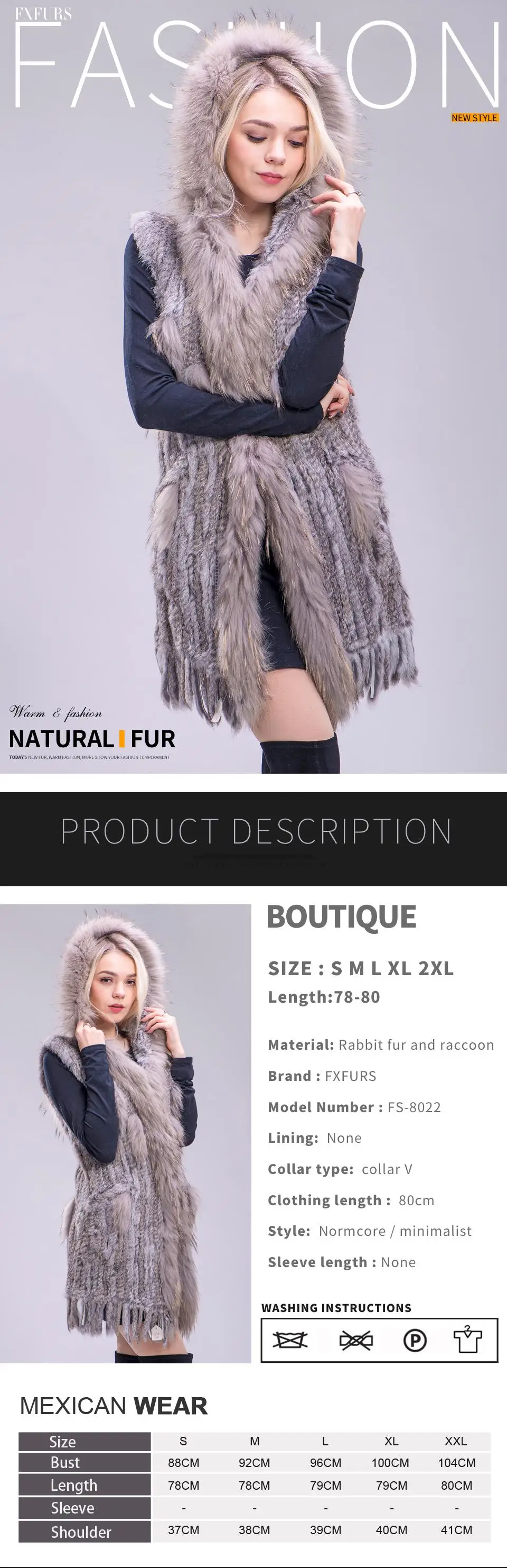 ZDFURS* женский жилет из натурального кроличьего меха с капюшоном, модный воротник из меха енота, жилеты, теплый длинный жилет из натурального меха