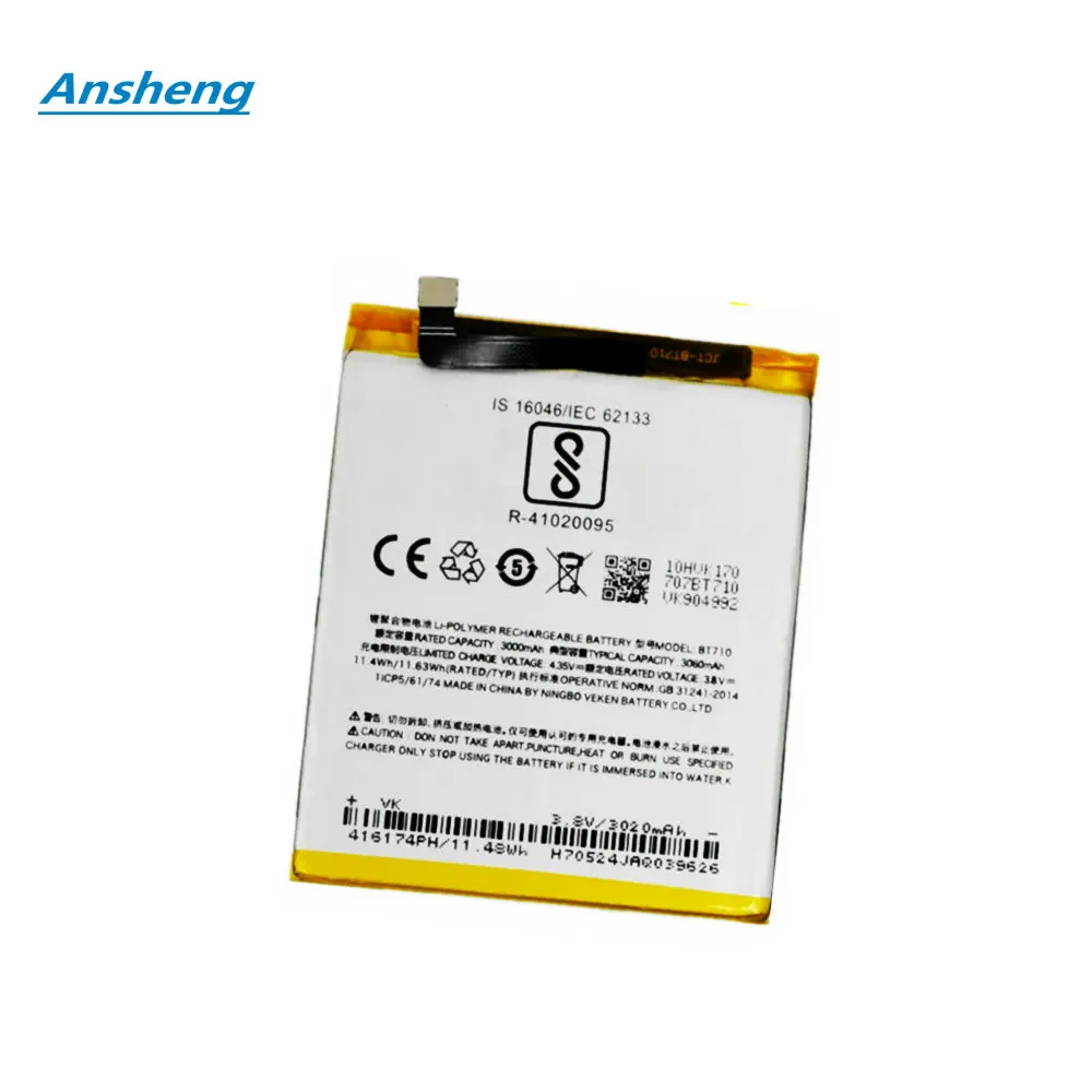 Высококачественный аккумулятор Ansheng 3060 мАч BT710 для смартфона Meizu blue A5 M5C M710M