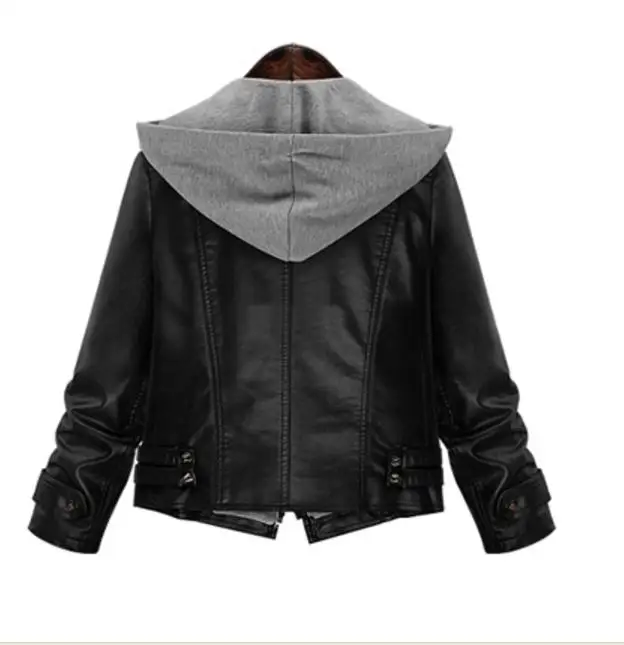 5XL Женская куртка из искусственной кожи осенне зимние куртки с капюшоном и