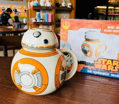 BB-8 ULKNN Star Wars кружка BB-8 C-3PO 3D чашка для кофе с крышкой с ложкой высокотемпературное производство керамика подарок для детей - Цвет: BB-8