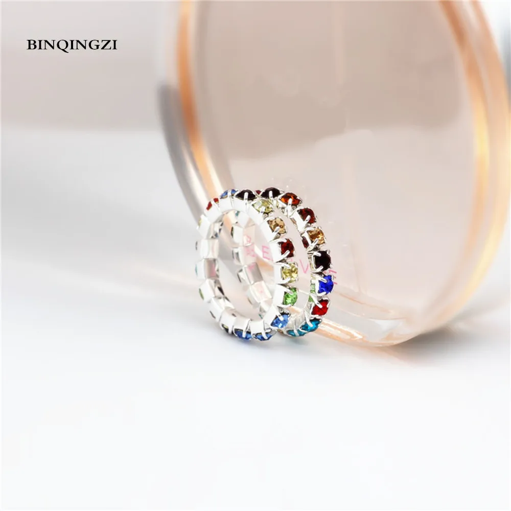 Разноцветные эластичные хрустальные стразы кольца для пальцев 6 мм ювелирные