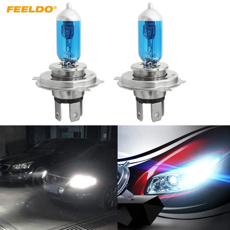 

FEELDO 10Pcs Car H4 55W/100W 12V White Car Headlights Lamp Car Light Source Parking #MX2030