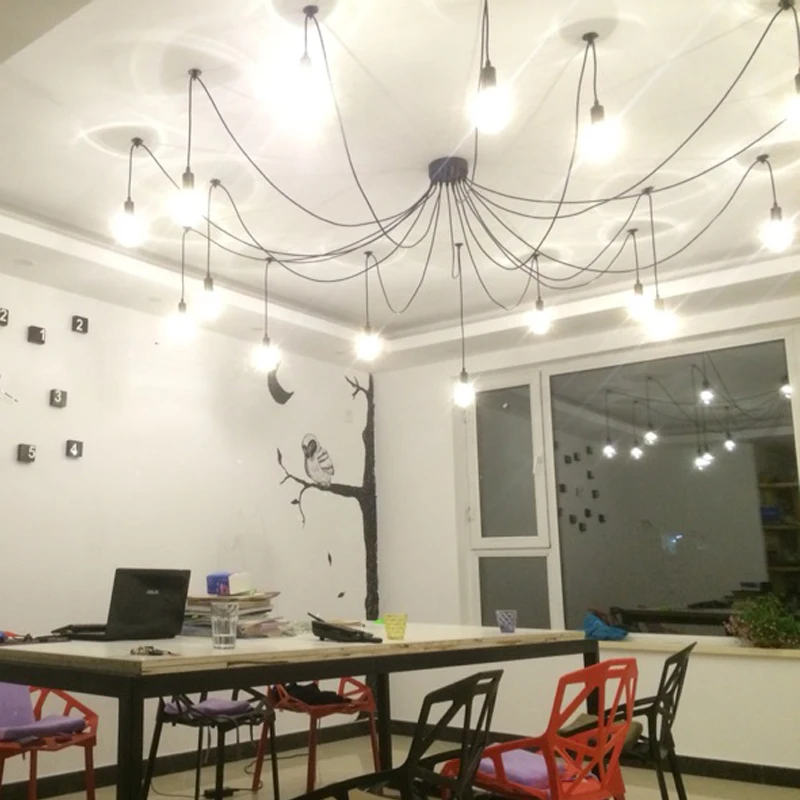 

Retro industry pendant lights clothing store dining room bedroom spider creative person 6/8/10/16/20 heads Pendant Lights ZA