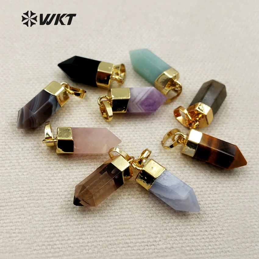 WT P1277 WKT модный разноцветный кулон из натурального камня геометрической формы с
