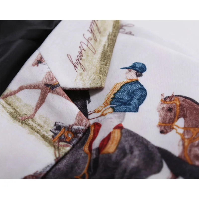 YUNCLOS брендовый новый мужской блейзер для верховой езды с 3D принтом приталенный