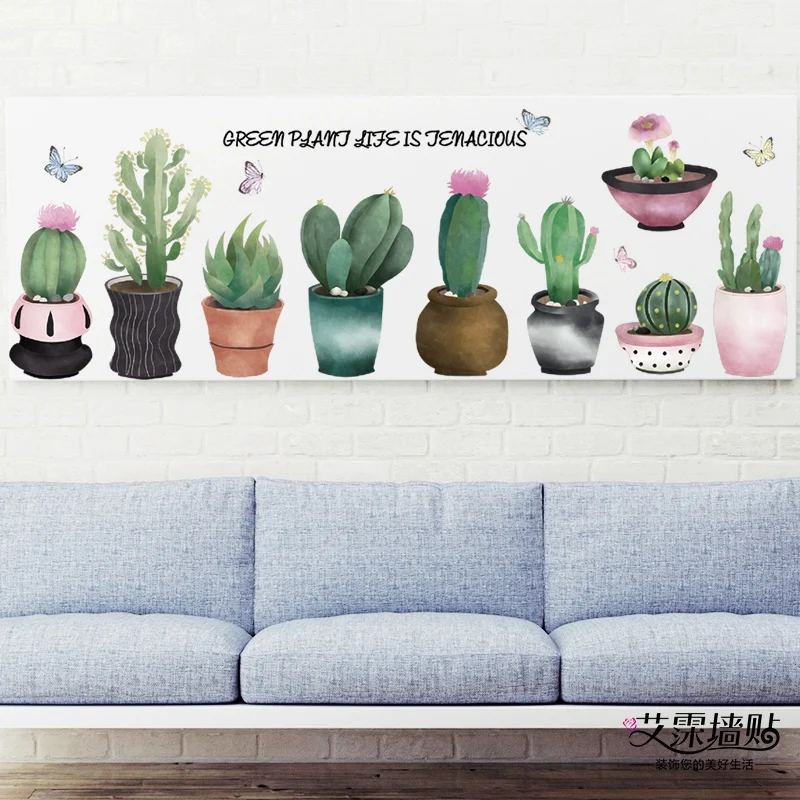 

Cactus Succulents Potted Plant Bedroom Living room Kitchen Wall Decoration Vinyl Decal Removable Decorative Mural Wall Stickers