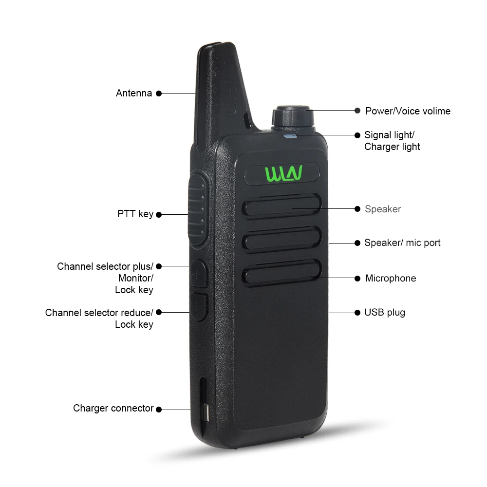 2 шт./лот WLN KD C1 приемопередатчик Ham Радио черный UHF 400 470 MHz мини рация беспроводной