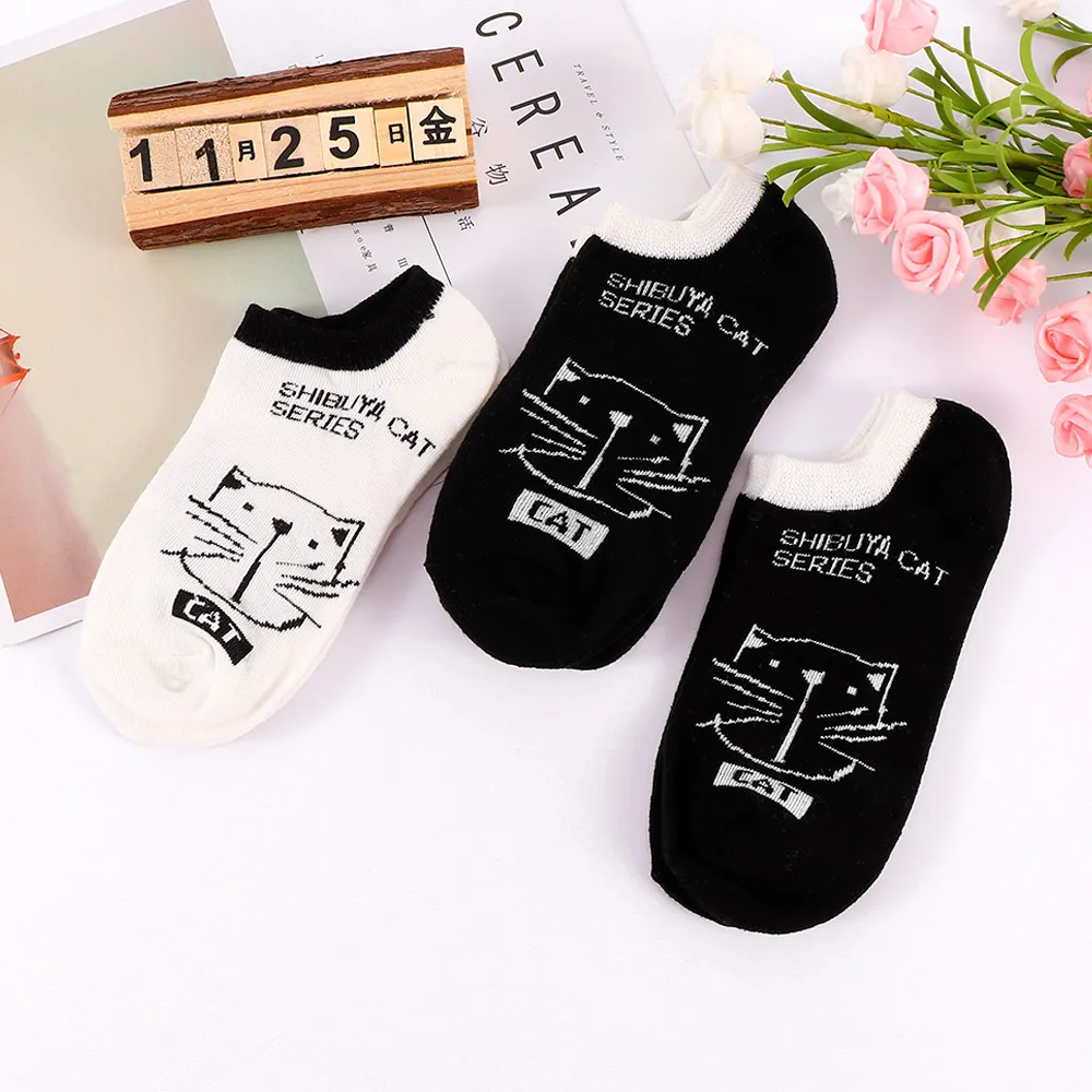Kawaii Cat/Хлопковые носки 1 пара удобные женские из бамбукового волокна для девочек