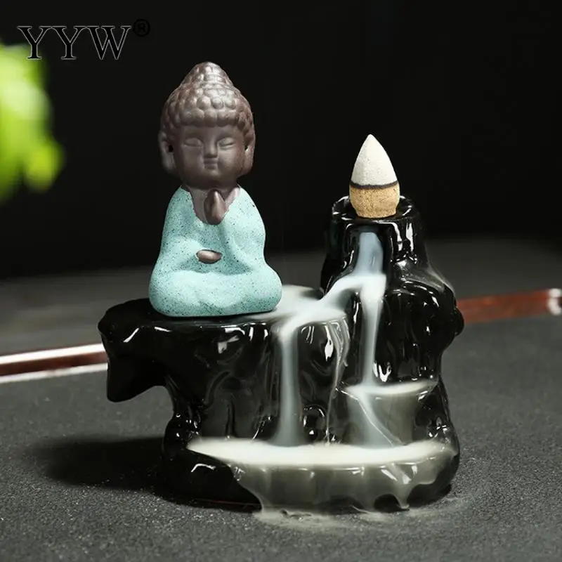 

Incense Stick And Cone Holder Backflow Incense Stick Burner Waterfall Censer Aroma Smoke Burner Little Monk Rockery Home Decor