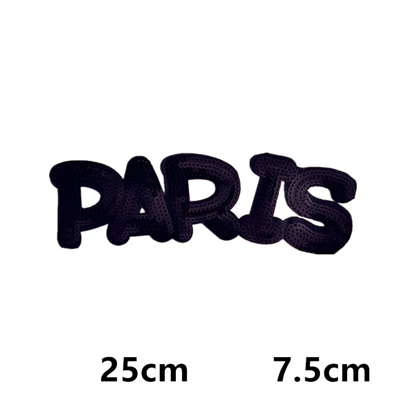 Большие размеры блестки LOVE PARIS тканевые патчи вышитые термоклейкие для одежды