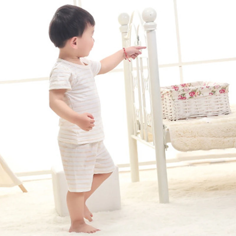 Summer wear for boys and girls two sets short sleeve cotton infant bamboo fiber T-shirt shorts baby F0415wy06 | Детская одежда и
