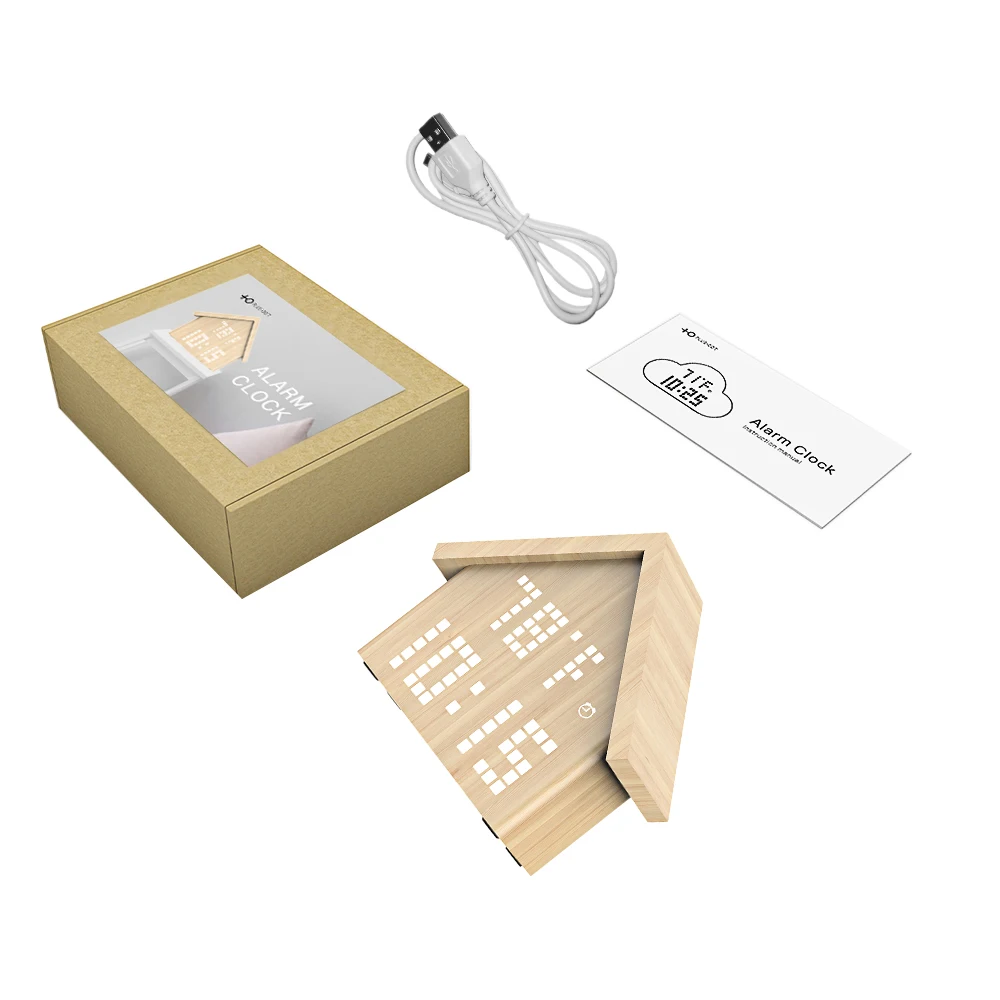 Деревянный новый светодиодный цифровой будильник в горошек с функцией