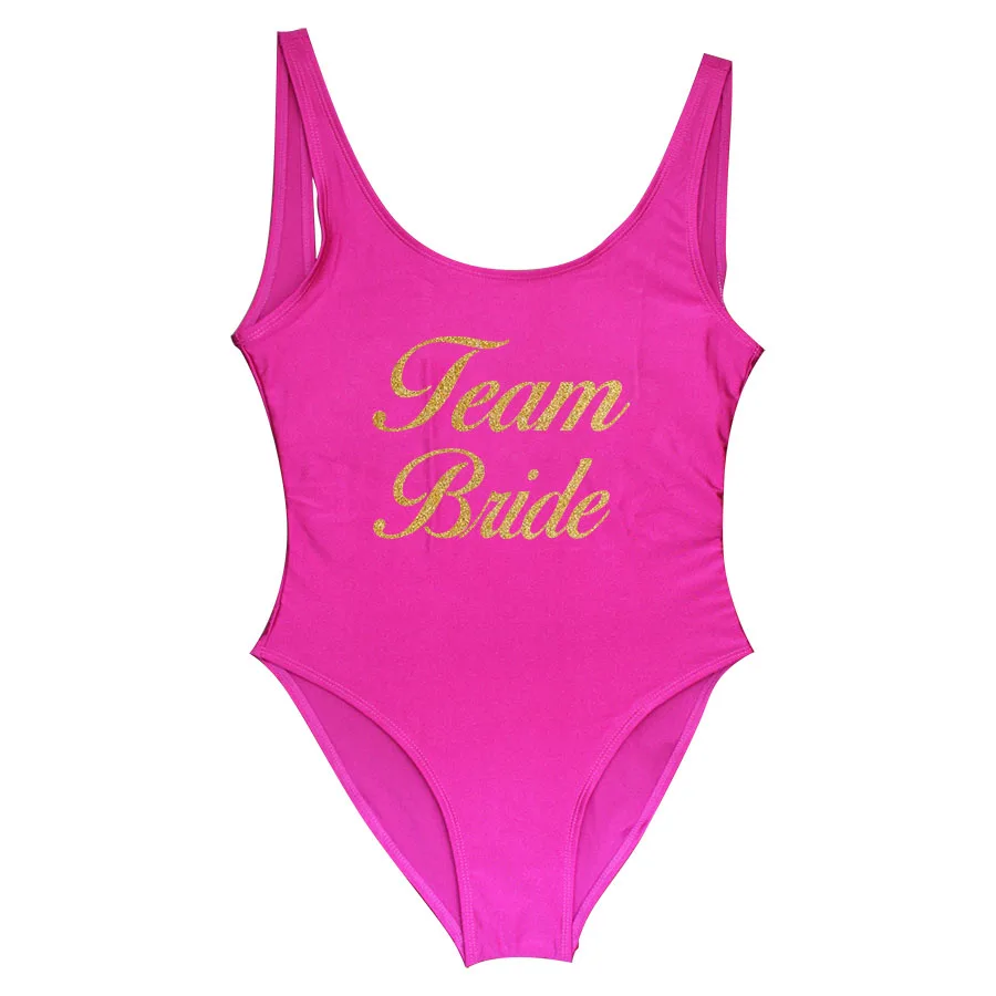 Team Bride 9 Новинка, женский купальник, сдельный купальник, для команды, невесты, блестящий, золотой принт, купальный костюм, монокини, боди, для холостяков, вечерние - Цвет: Team Bride 9