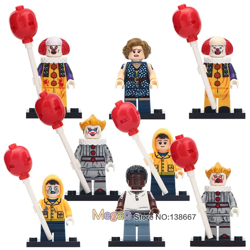 8 шт./партия клоун набор действий фильм ужасов Pennywise Беверли Джордж модель строительные блоки игрушки для детей