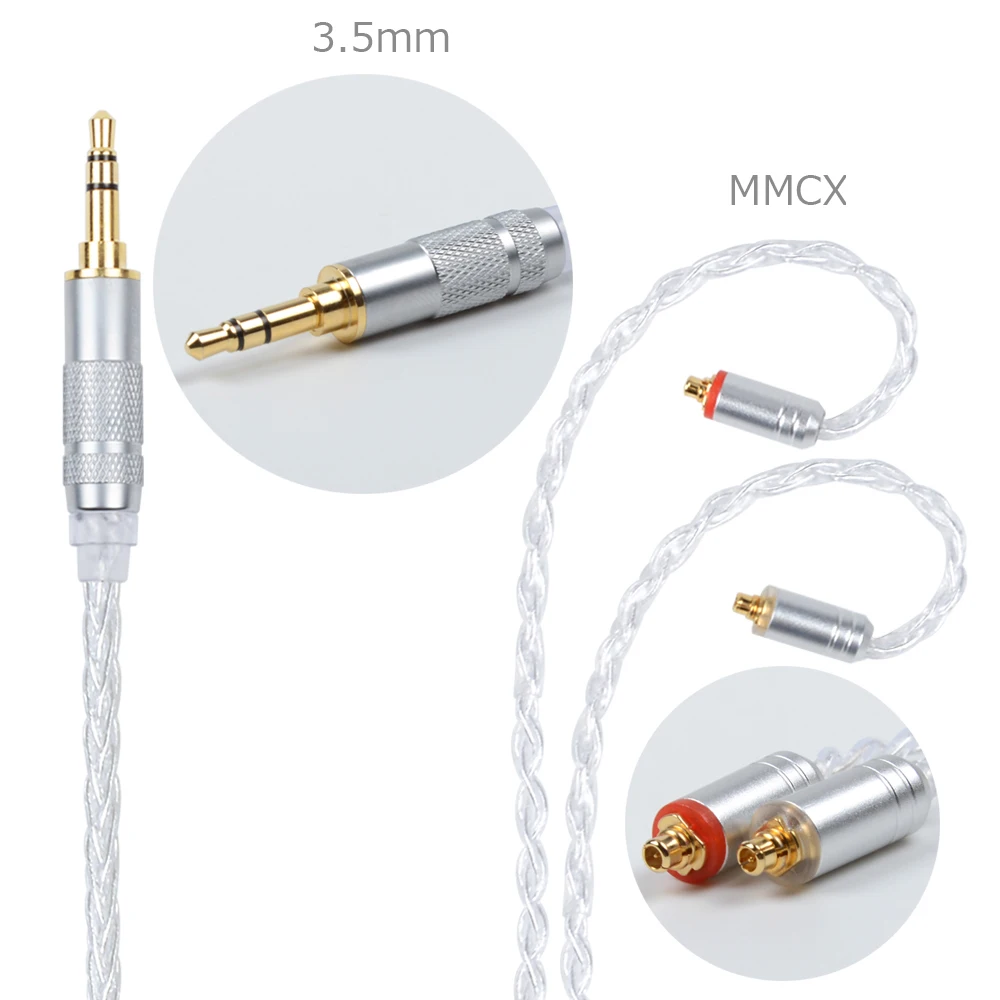 NiceHCK MMCX/2Pin разъем 4 4/3 5/2 5 мм балансный 8 ядерный посеребренный кабель для SE846 ZS10 ZS6 LZ