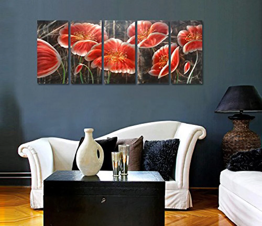 Koop Bloemen Grote Muurschildering Decoratie Decoratie Naar Het Hotel De Abstracte Moderne Opknoping Muur Outdoor Decoratieve Kunsten 5 P Rood