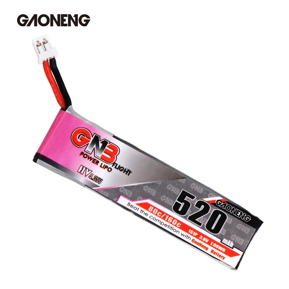 5 шт. Gaoneng GNB FPV батареи 520 мАч 3 8 в 80C 1S HV 4 35 PH2.0 Plug Lipo батарея для Tinyhawk Kingkong LDARC