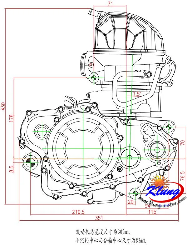 Klung 450cc 2x4 цепной привод с водяным охлаждением atv ДВИГАТЕЛЬ багги двигатель