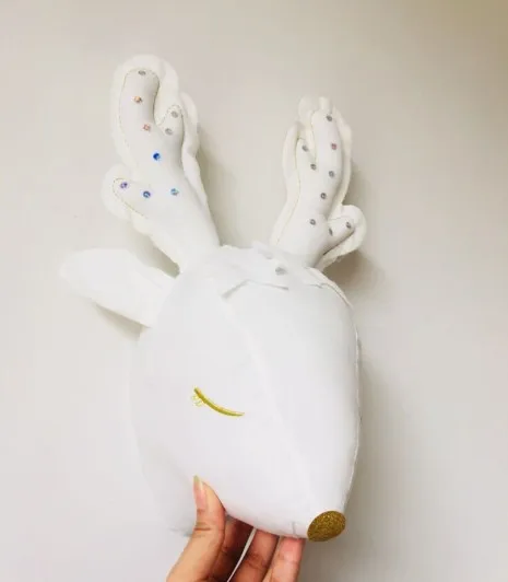 deer Настенный декор для детской комнаты в скандинавском стиле с изображением головы животного, набивного слона, единорога, оленя, настенное крепление для детской комнаты, Подвесные Подарки для детского душа - Цвет: deer