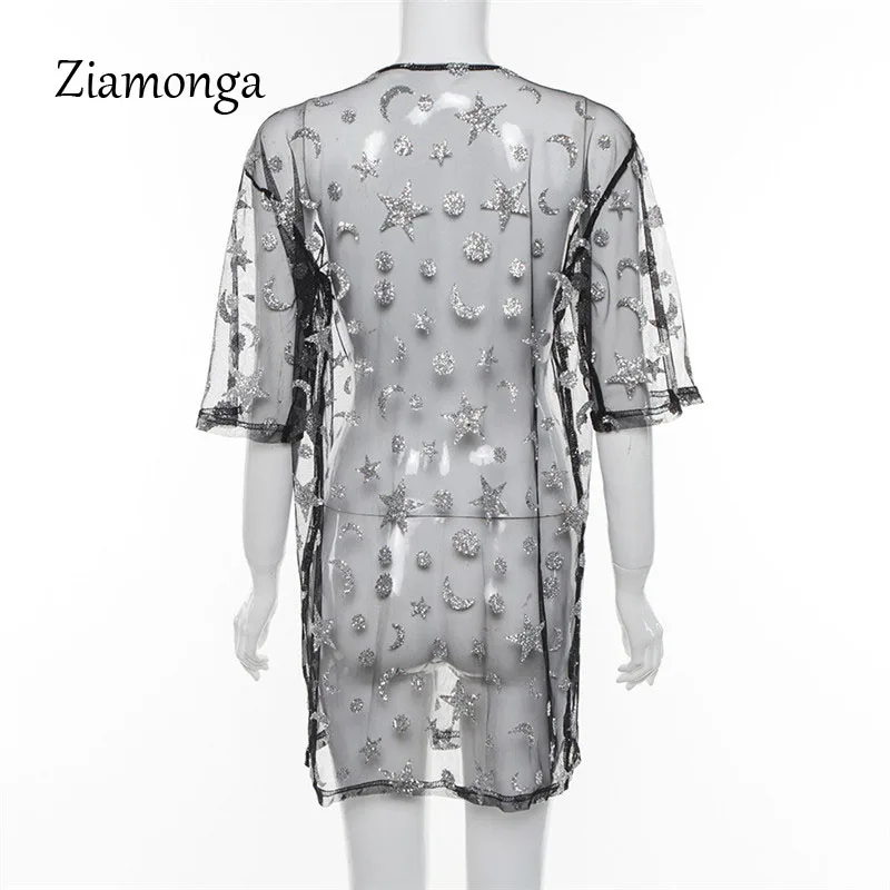 Ziamonga пикантные Для женщин Sheer Сетчатое платье с геометрическим принтом See Through