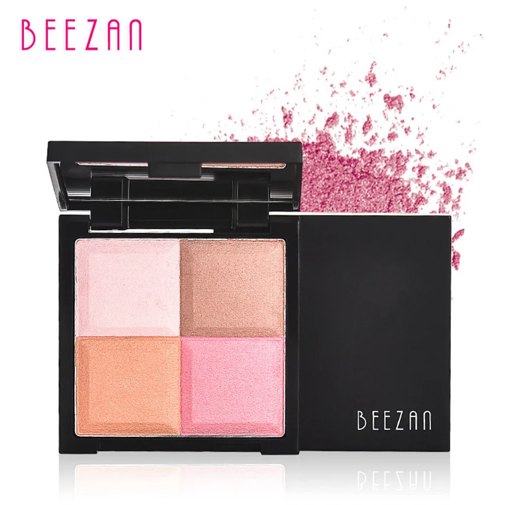 4 вида цветов Красота Макияж Румяна Контур щеки палитра прессованный телесный