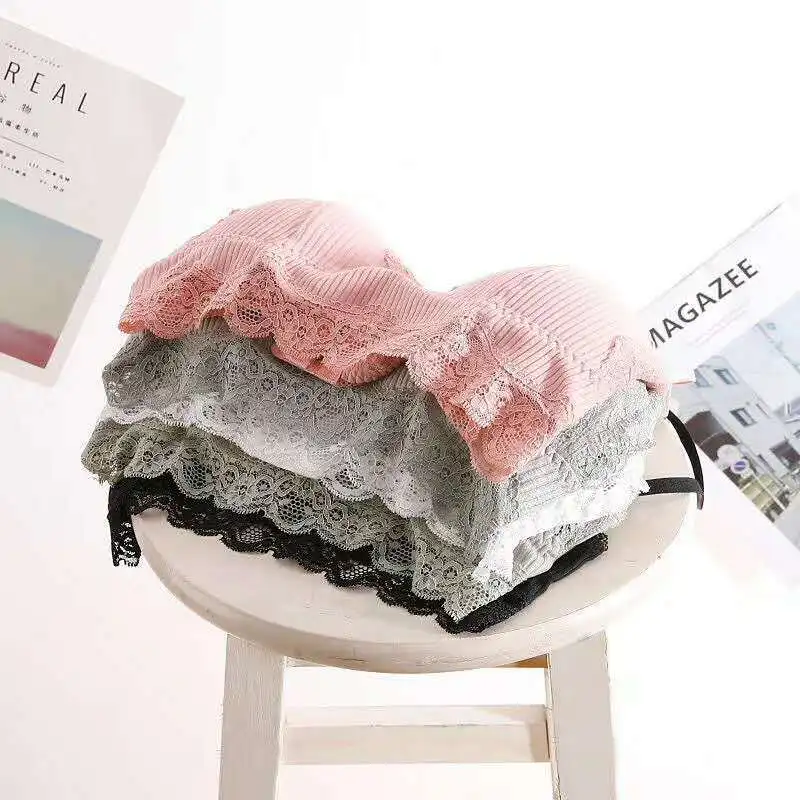 Кружевной бюстгальтер без косточек из хлопка бюстгальтеры летний Пушап Для
