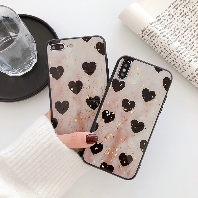 Чехол для телефона GlamPhoneCase с милым сердечком и золотой фольгой iPhone XS Max XR X 8 8plus 7 7plus