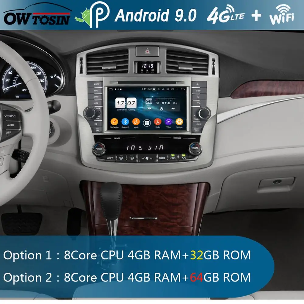 Автомобильный DVD-проигрыватель Octa 8 Core дюймов IPS 4 Гб RAM + 64 ROM Android 9 0 GPS Navi для Toyota Avalon