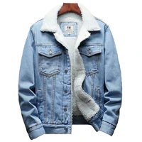 2020 winter new thick warm fashion boutique solid color mens casual denim jacket male wool denim coat large size s 6xl