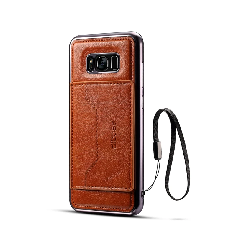 Ultra Slim Leather Phone Stand Back Cover With Card Slot And Strap For Samsung Galaxy S8 Plus Case Luxury Brand Shockproof | Мобильные
