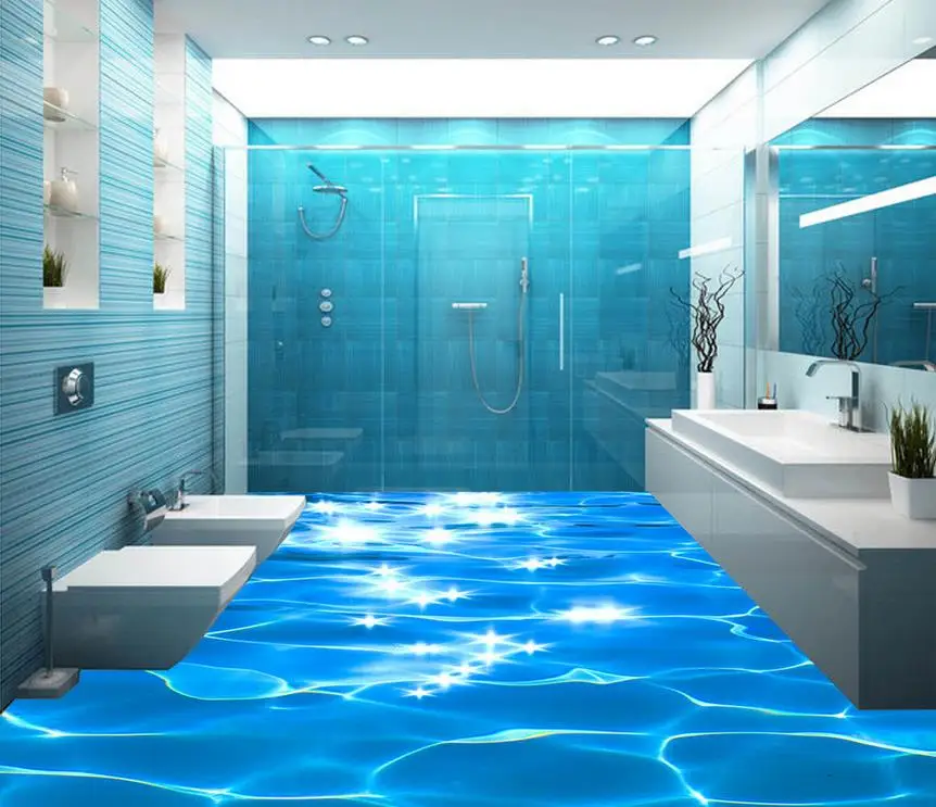 3D волна воды трехмерные этаж пвх самоклеющаяся обои 3d Украшение Дома|wallpaper home