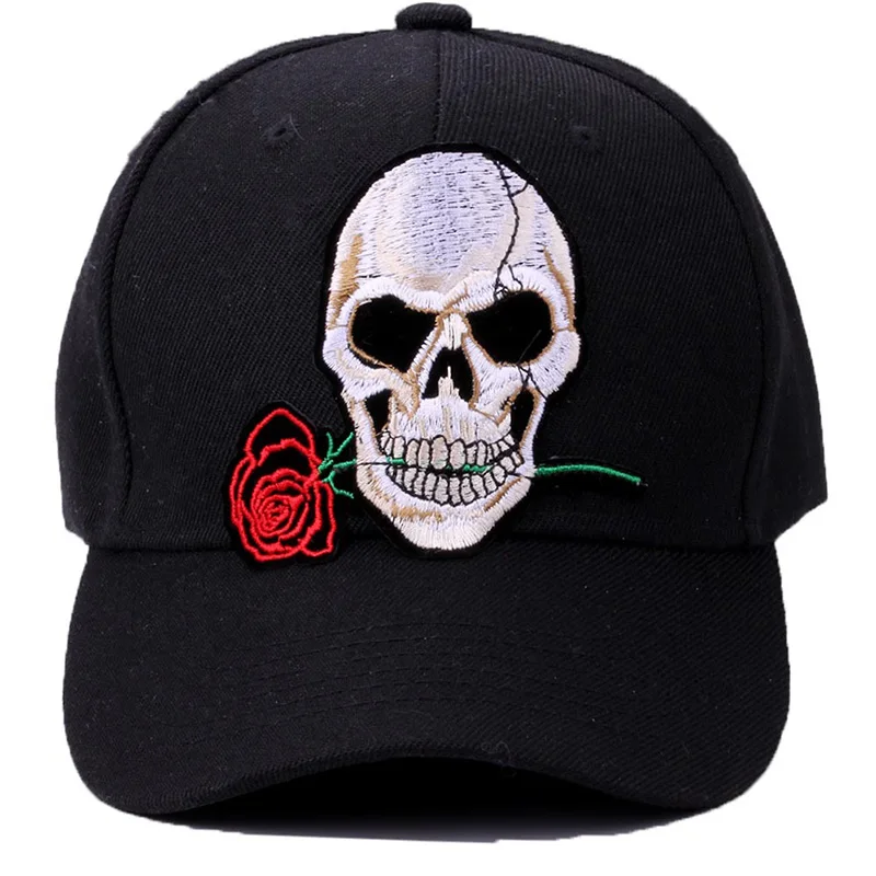

Men Women Skull Rose Embroidery SunShade Baseball Cap Summer Outdoor Sports Sunscreen Hip Hop Adjustable Cotton Sun Hats P50