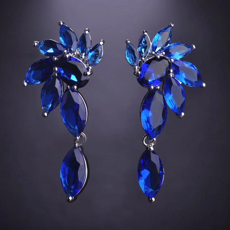 Blucome Высококлассные Крылья Ангела Горный Хрусталь Падение Серьги Для Женщин