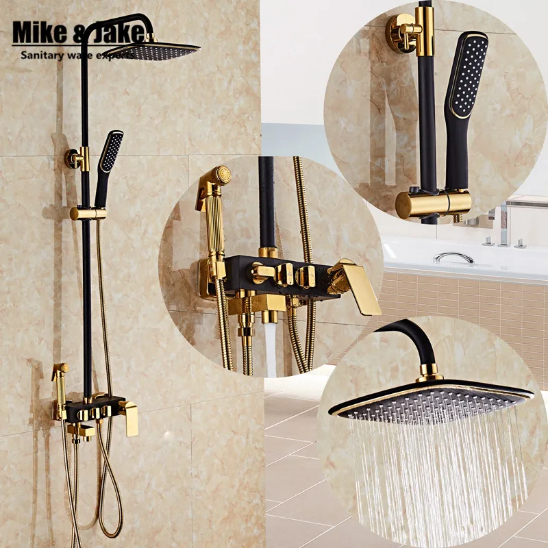Роскошный Черный душевой набор для ванной комнаты с биде черный бронзовый