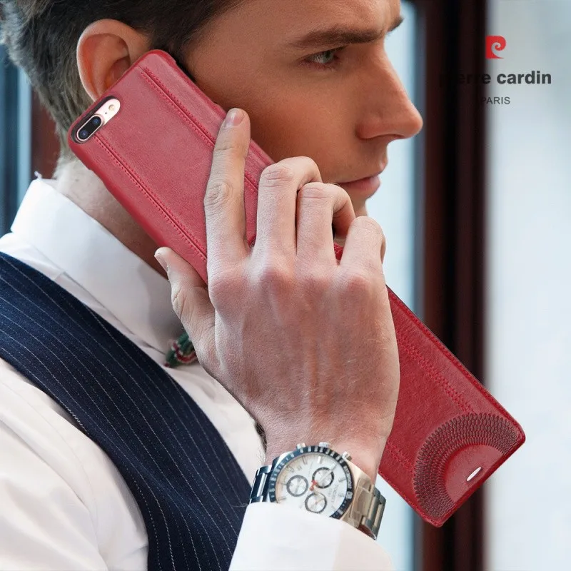 Чехол для телефона Pierre Cardin s, сумки для iPhone 6, 6 s, 7, 8, 8 Plus, чехол из натуральной кожи, Вертикальный флип-чехол для iPhone 8, 7, чехол