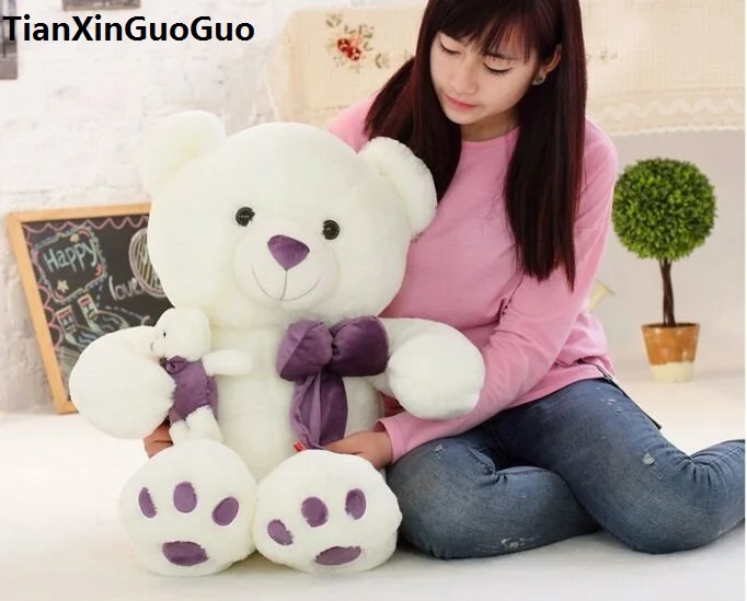 stuffed toy about 50cm purple bowtie teddy bear plush taking baby doll soft throw pillow birthday gift b2908 | Игрушки и хобби