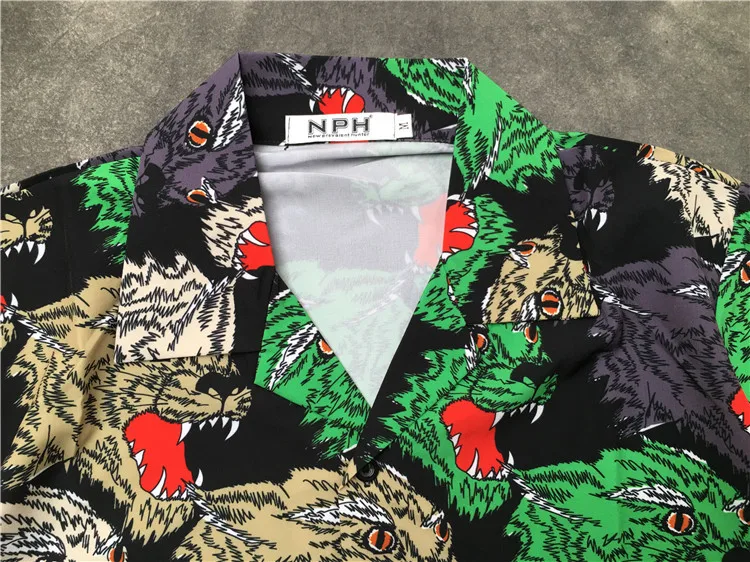 Рубашка-поло мужская в стиле панк с принтом сердитый волк хип-хоп скейтборд